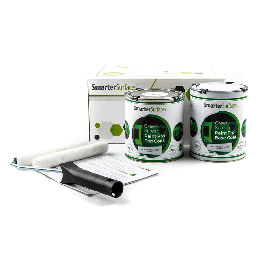 Green screen paint kit contents top coat base coat and roller