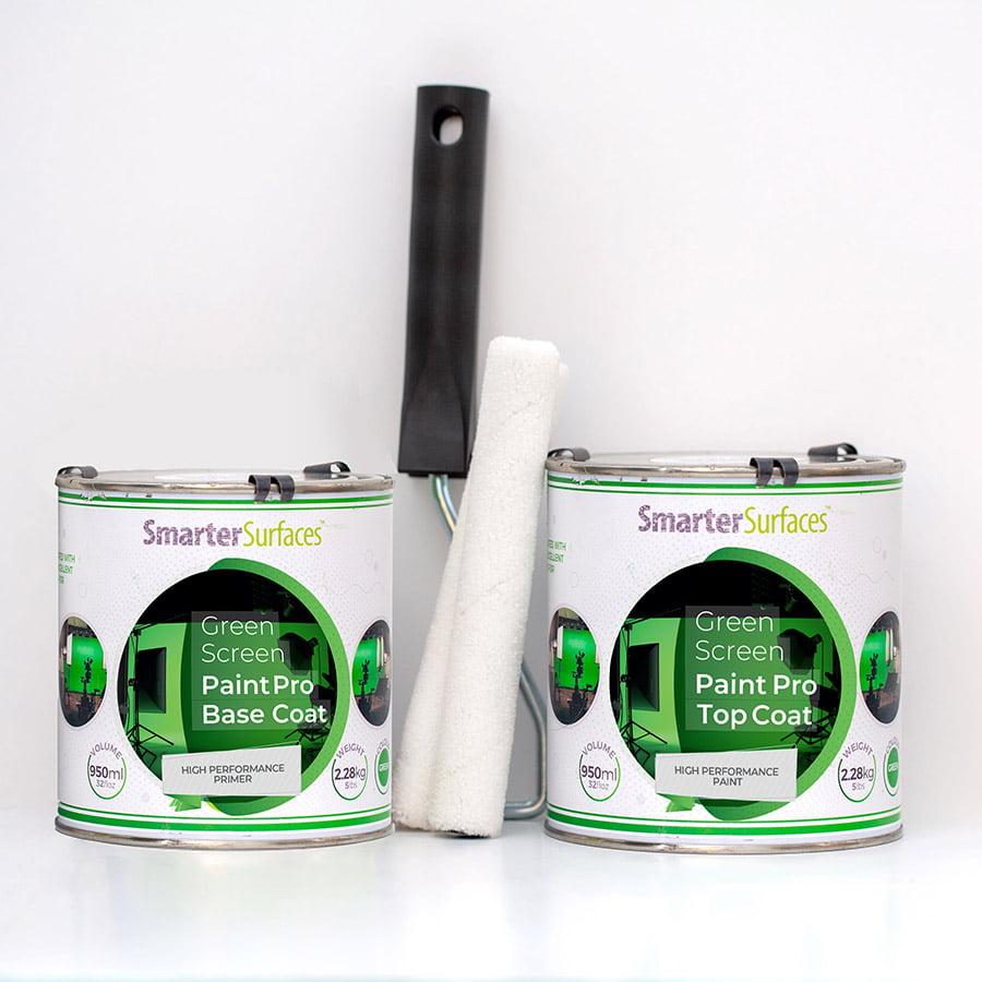 Green screen paint kit top coat base coat and roller
