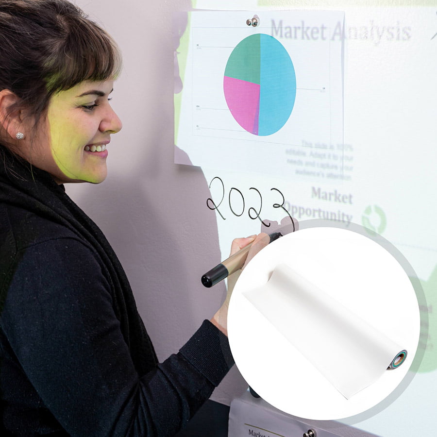 Magnetic projector screen whiteboard wallpaper