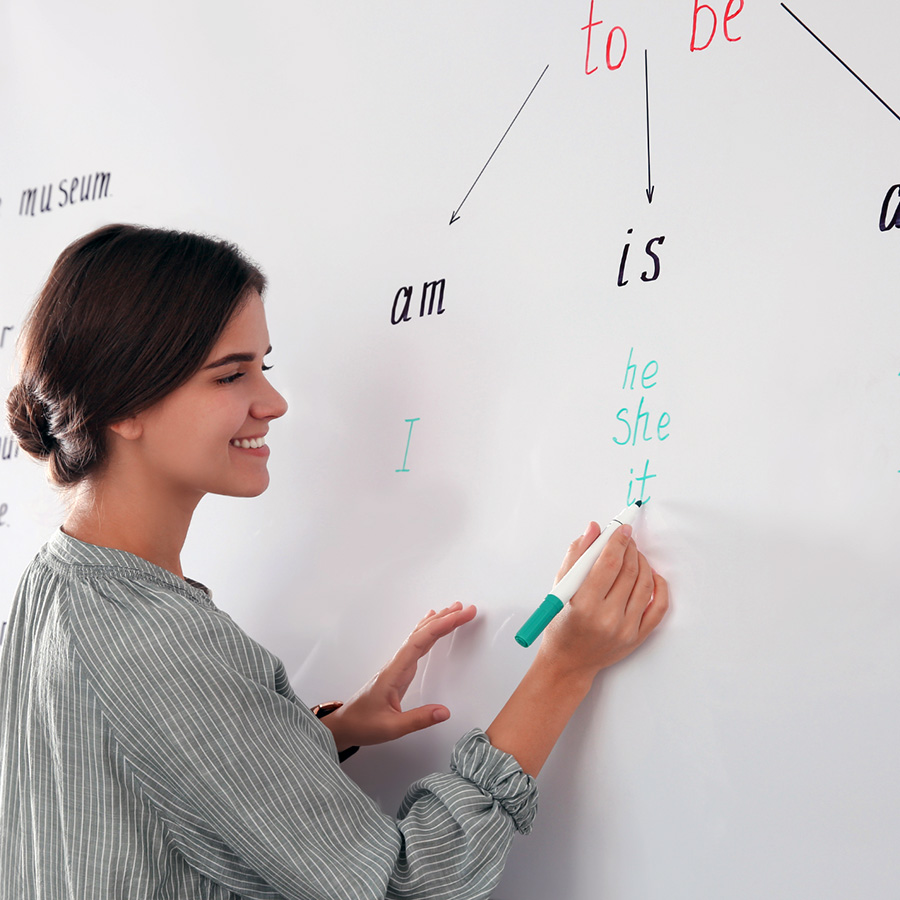 Whiteboard wallpaper writable wallcovering in classrooms